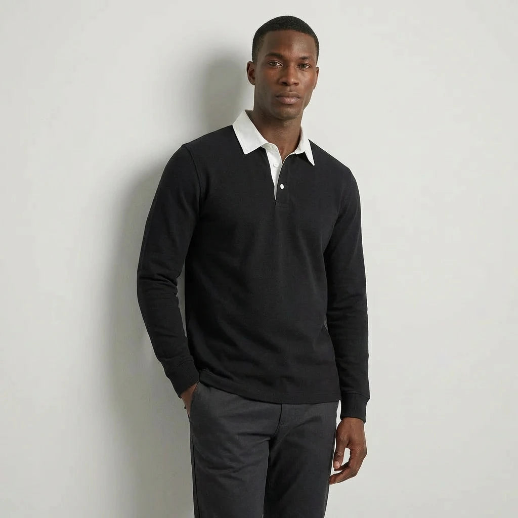 Men's Polo Sweater with Classic Collar - Comfortable Fit