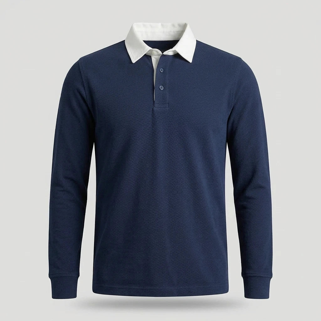 Men's Polo Sweater with Classic Collar - Comfortable Fit
