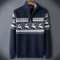 Men's Quarter Zip Christmas Sweater with Fair Isle Pattern 0