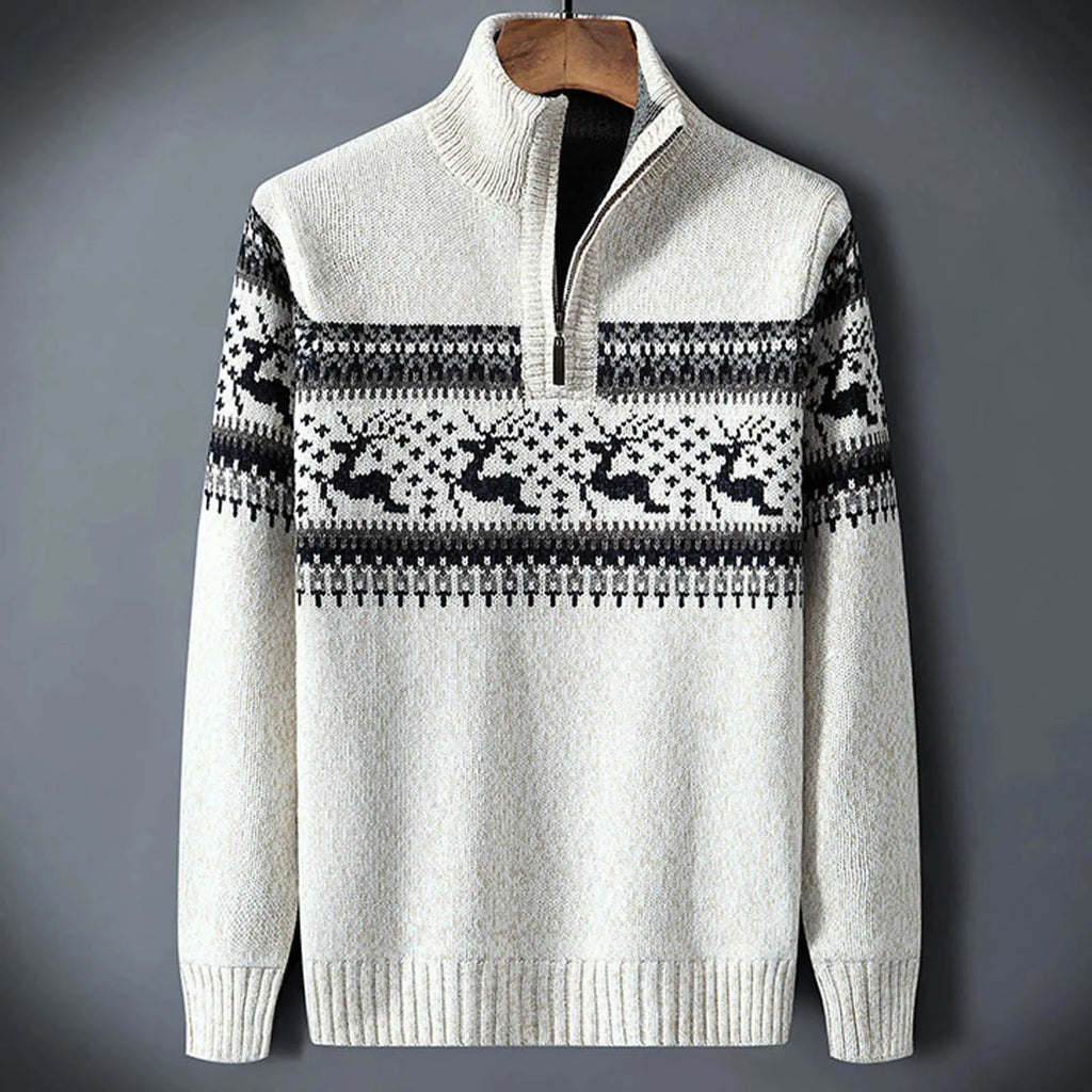 Men's Quarter Zip Christmas Sweater with Fair Isle Pattern 2