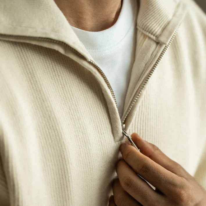 Men's Quarter Zip Pullover Sweatshirt - Heavyweight Knit Design 3