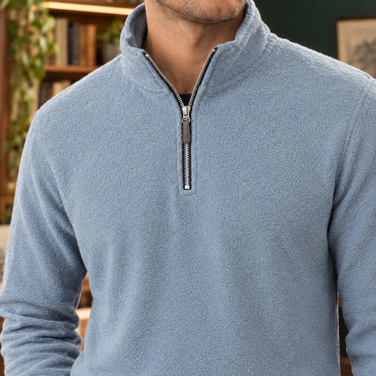 Men's Quarter Zip Sweater Fleece Long Sleeve Pullover 1