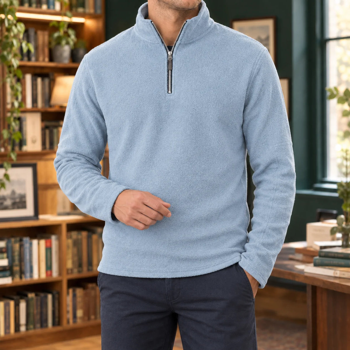 Men's Quarter Zip Sweater Fleece Long Sleeve Pullover 3