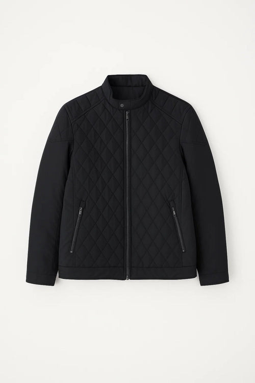 Men's Quilted Jacket – Stylish Diamond Stitch Design for Comfortable Autumn Wear