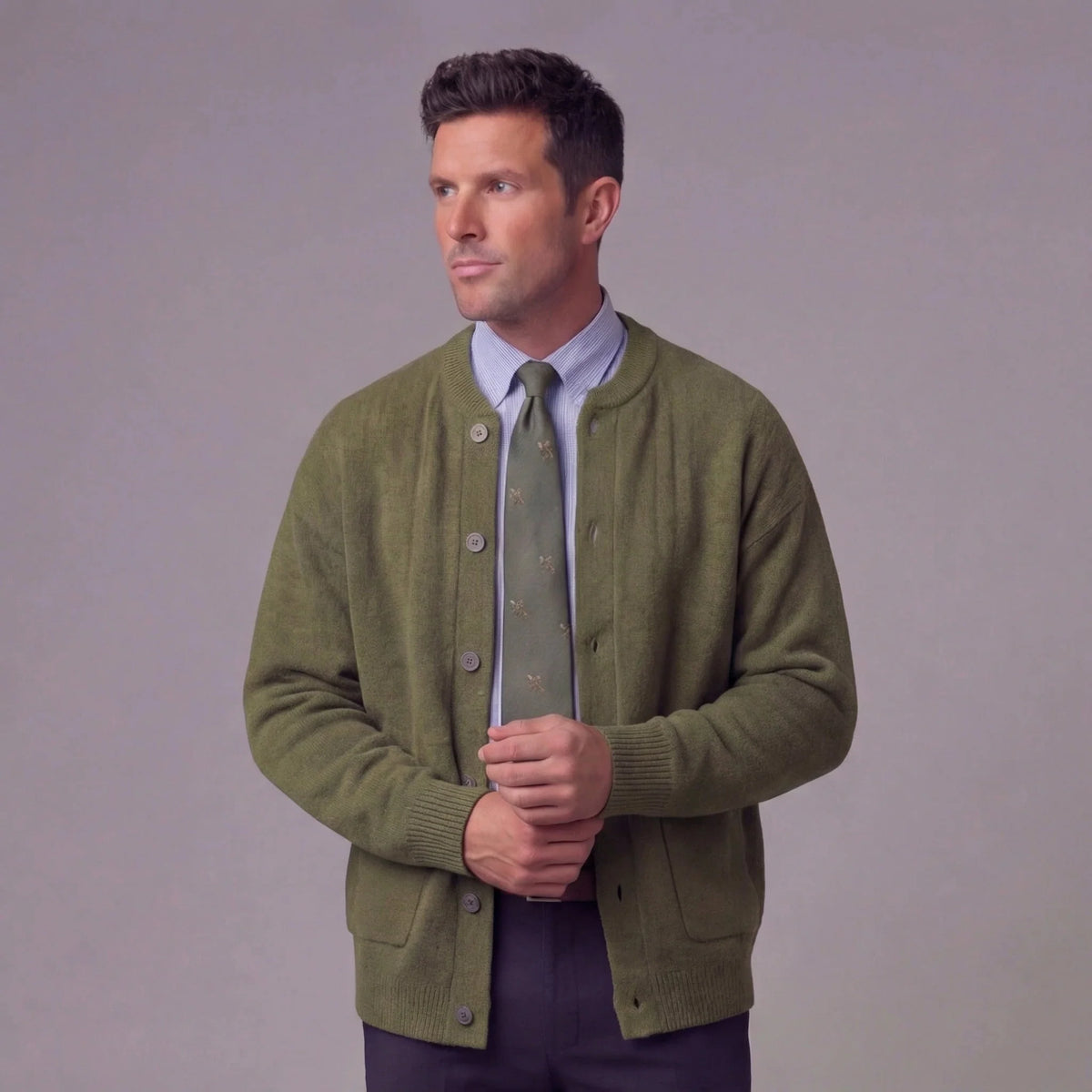 Men's Relaxed Fit Button-Through Cardigan