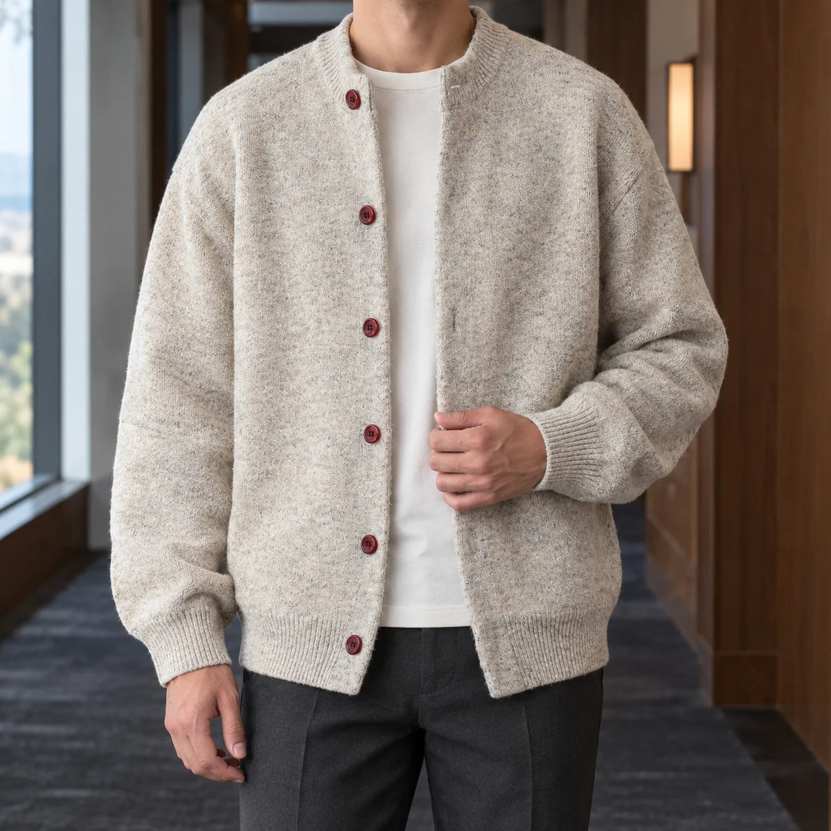 Men's Relaxed Knit Cardigan for Everyday Comfort 0