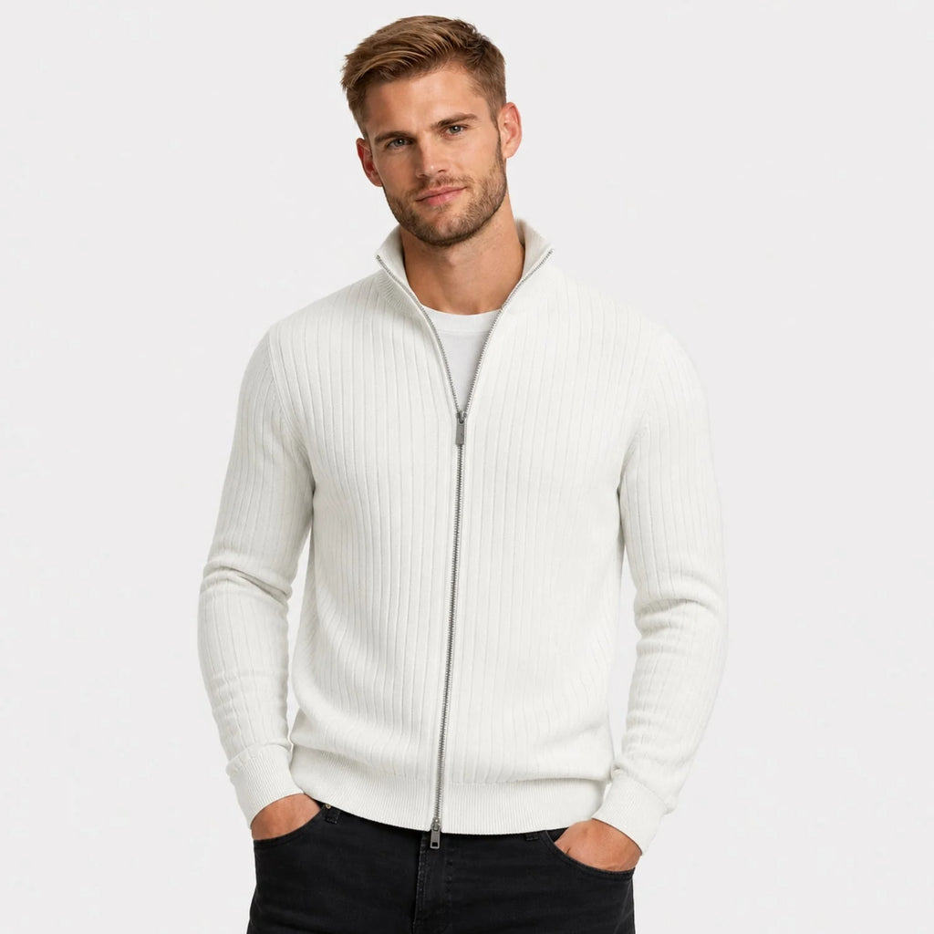 Men's Ribbed-Knit Full-Zip Cardigan