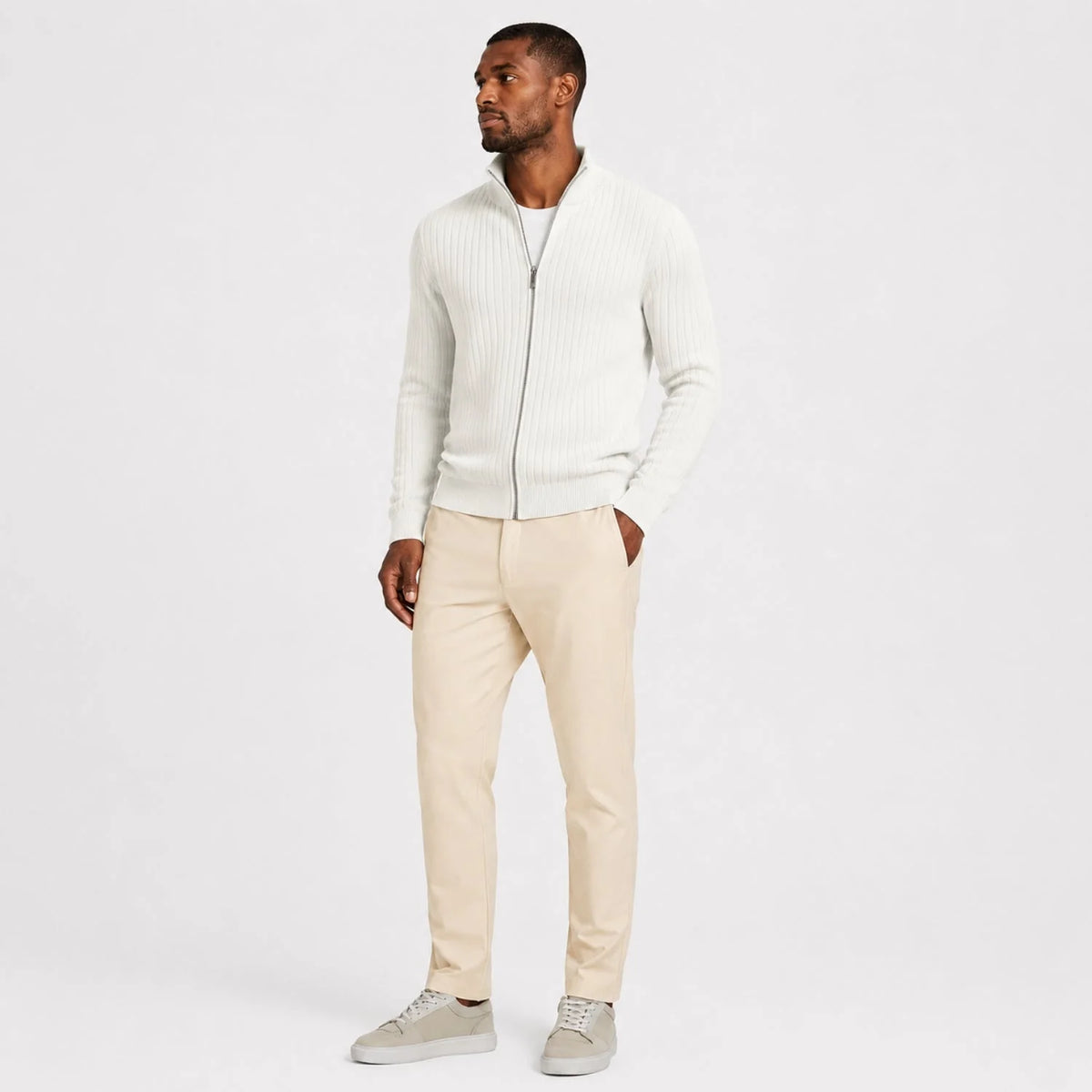 Men's Ribbed-Knit Full-Zip Cardigan