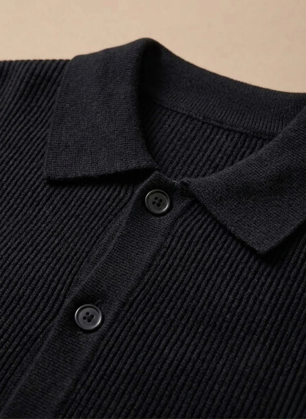 Men's Ribbed Knit Cardigan with Collared Neckline