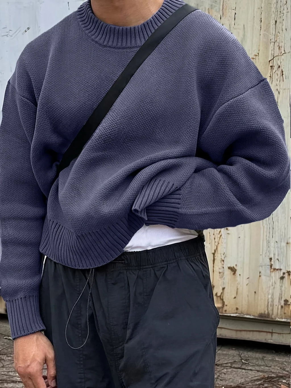 Men's Ribbed Knit Crew Neck Sweater