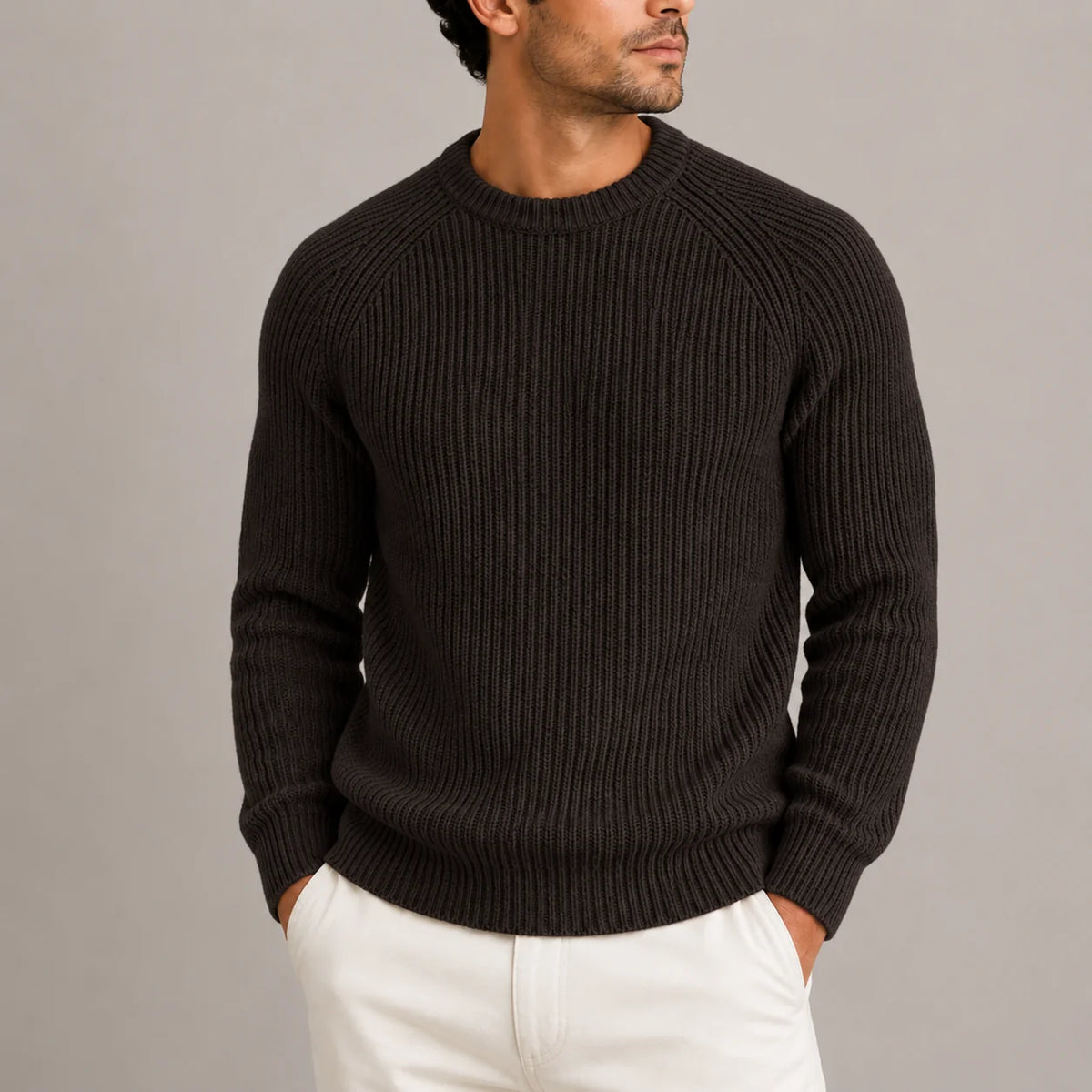 Men's Ribbed Knit Crew Neck Sweater 4