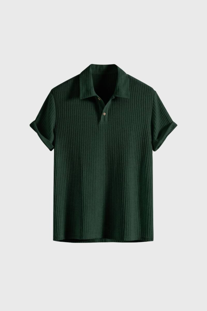 Men's Ribbed Short Sleeve Polo Shirt