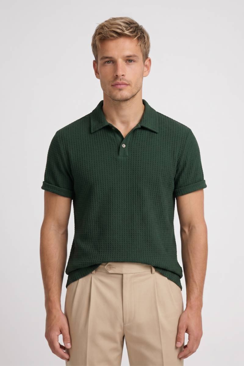 Men's Ribbed Short Sleeve Polo Shirt