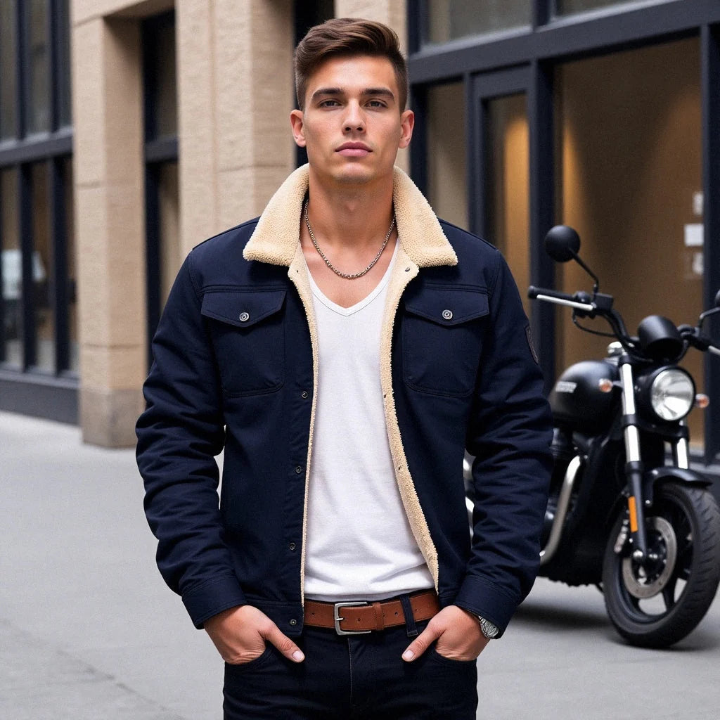Men's Sherpa-Lined Winter Jacket for Cold Weather Comfort 4