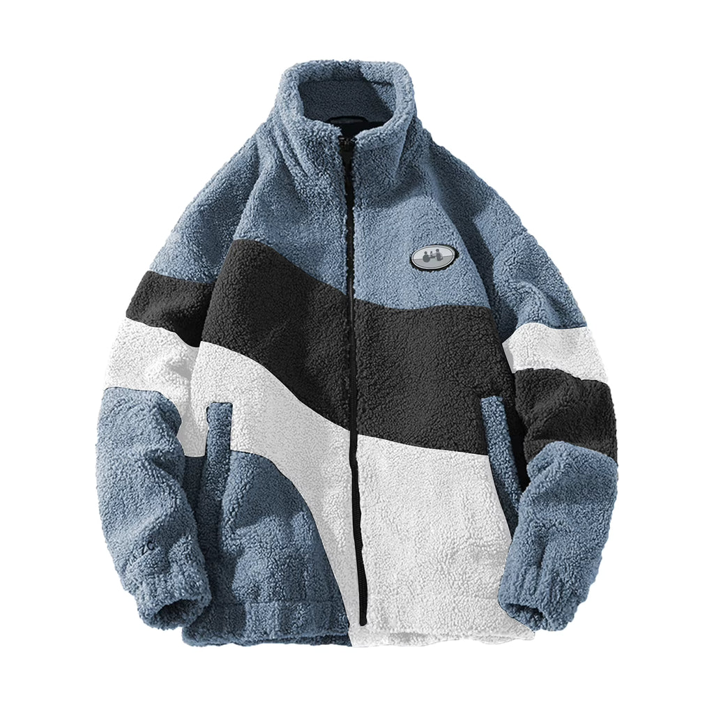 Men's Sherpa Fleece Jacket with Stand Collar