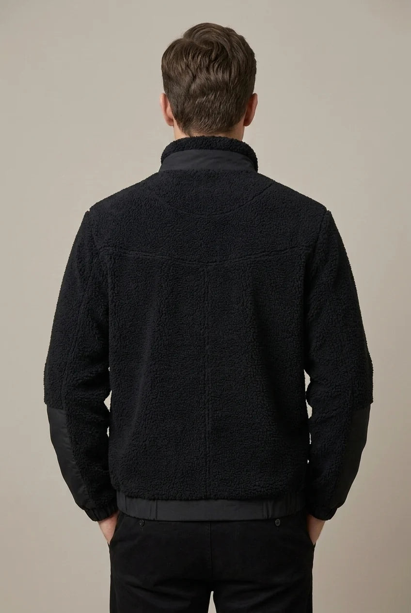 Men's Sherpa Fleece Zip-Up Jacket for Winter Warmth