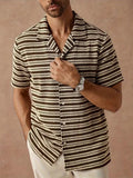 Men's Short Sleeve Jacquard Stripe Shirt
