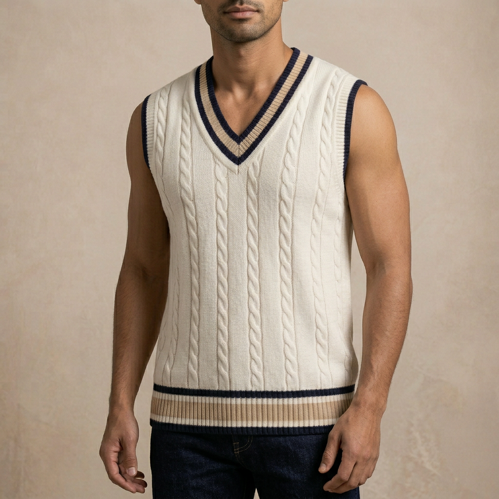 Men's Sleeveless V-Neck Sweater for Layering and Comfort