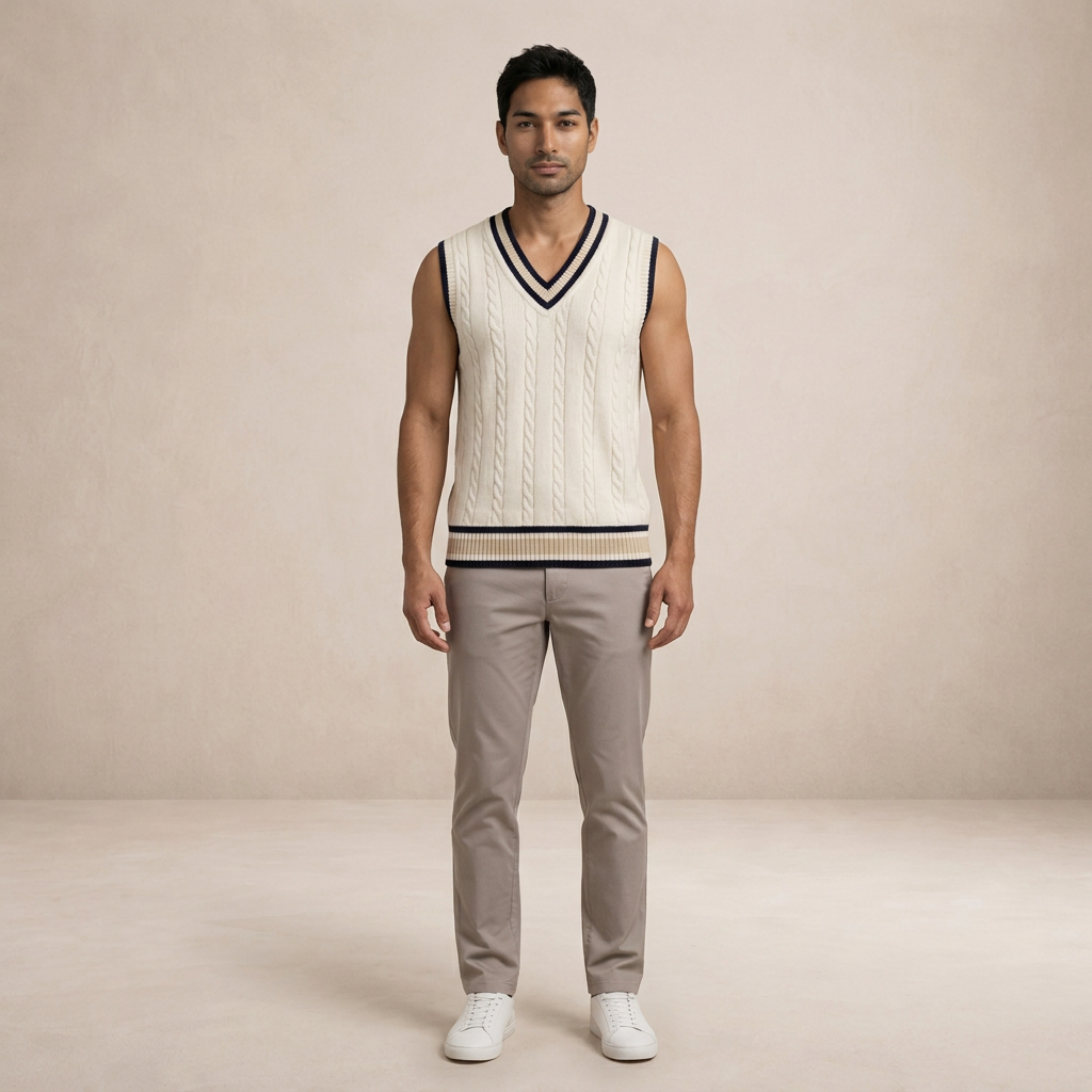 Men's Sleeveless V-Neck Sweater for Layering and Comfort