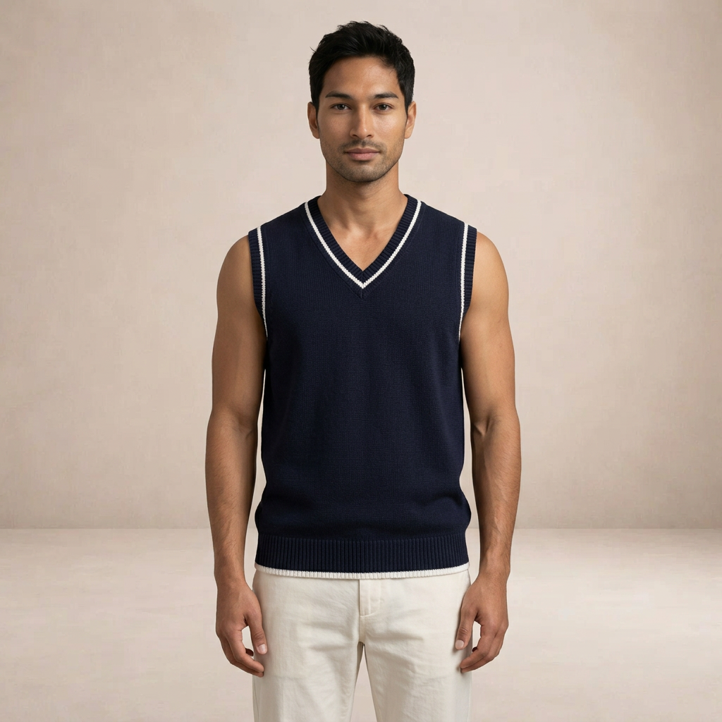 Men's Sleeveless V-Neck Sweater for Layering and Comfort
