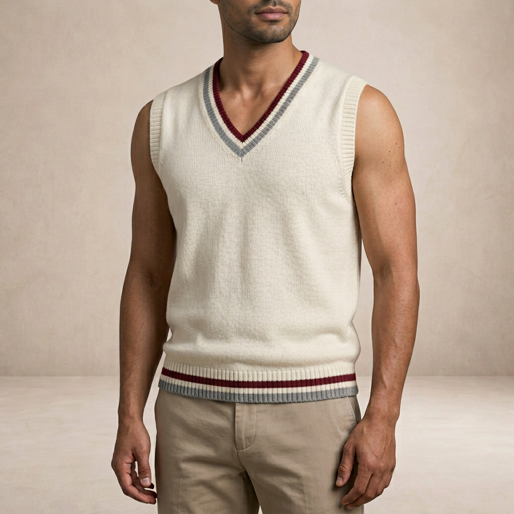 Men's Sleeveless V-Neck Sweater for Layering and Comfort