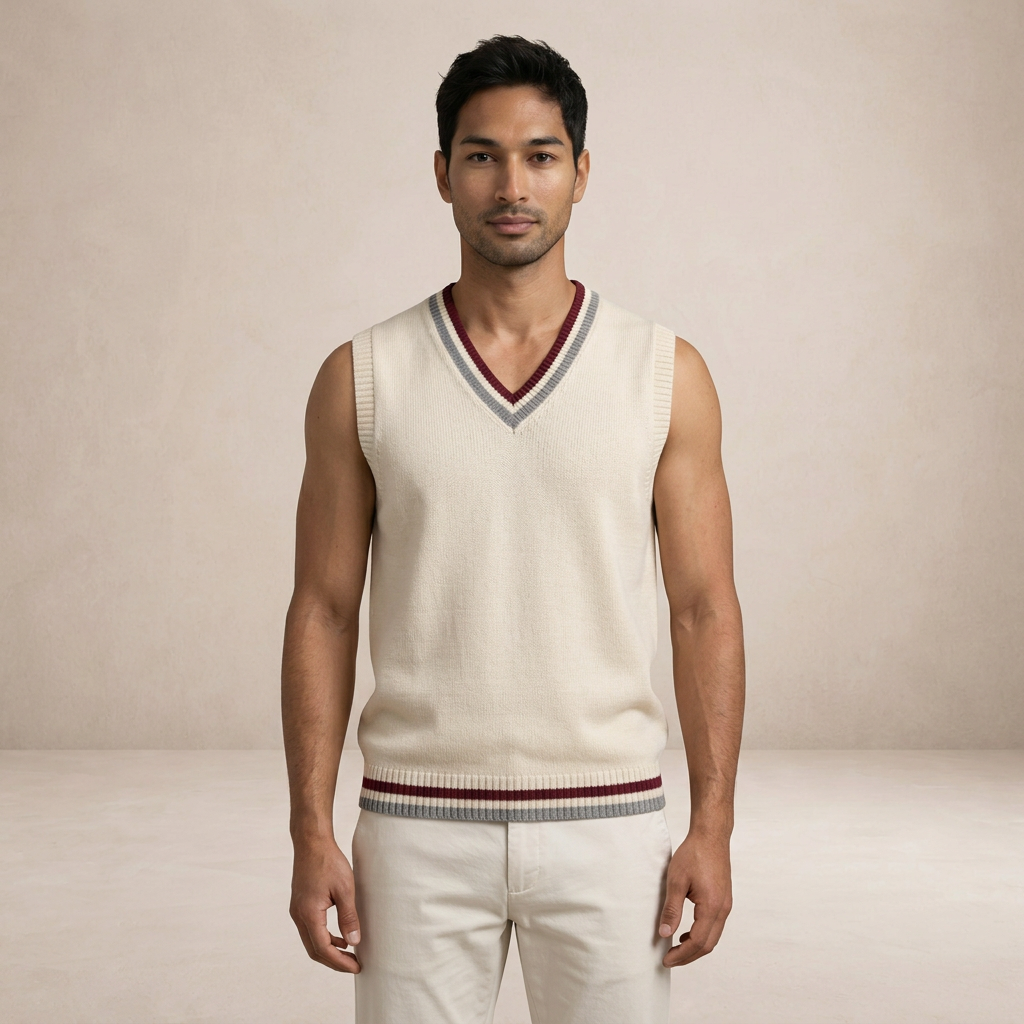 Men's Sleeveless V-Neck Sweater for Layering and Comfort