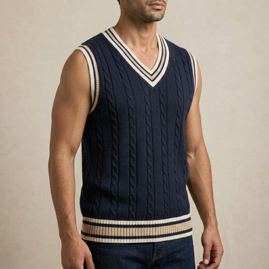 Men's Sleeveless V-Neck Sweater for Layering and Comfort
