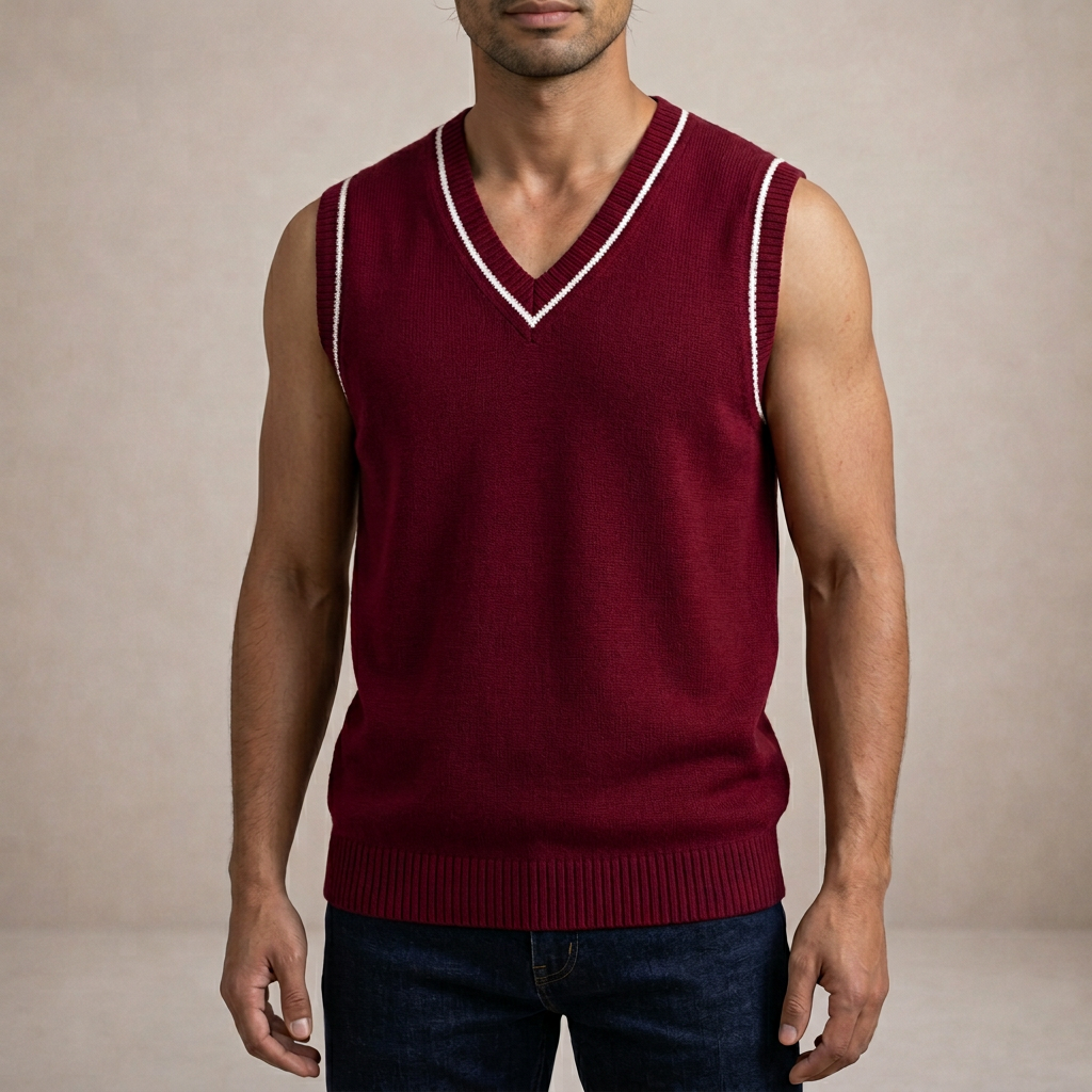 Men's Sleeveless V-Neck Sweater for Layering and Comfort