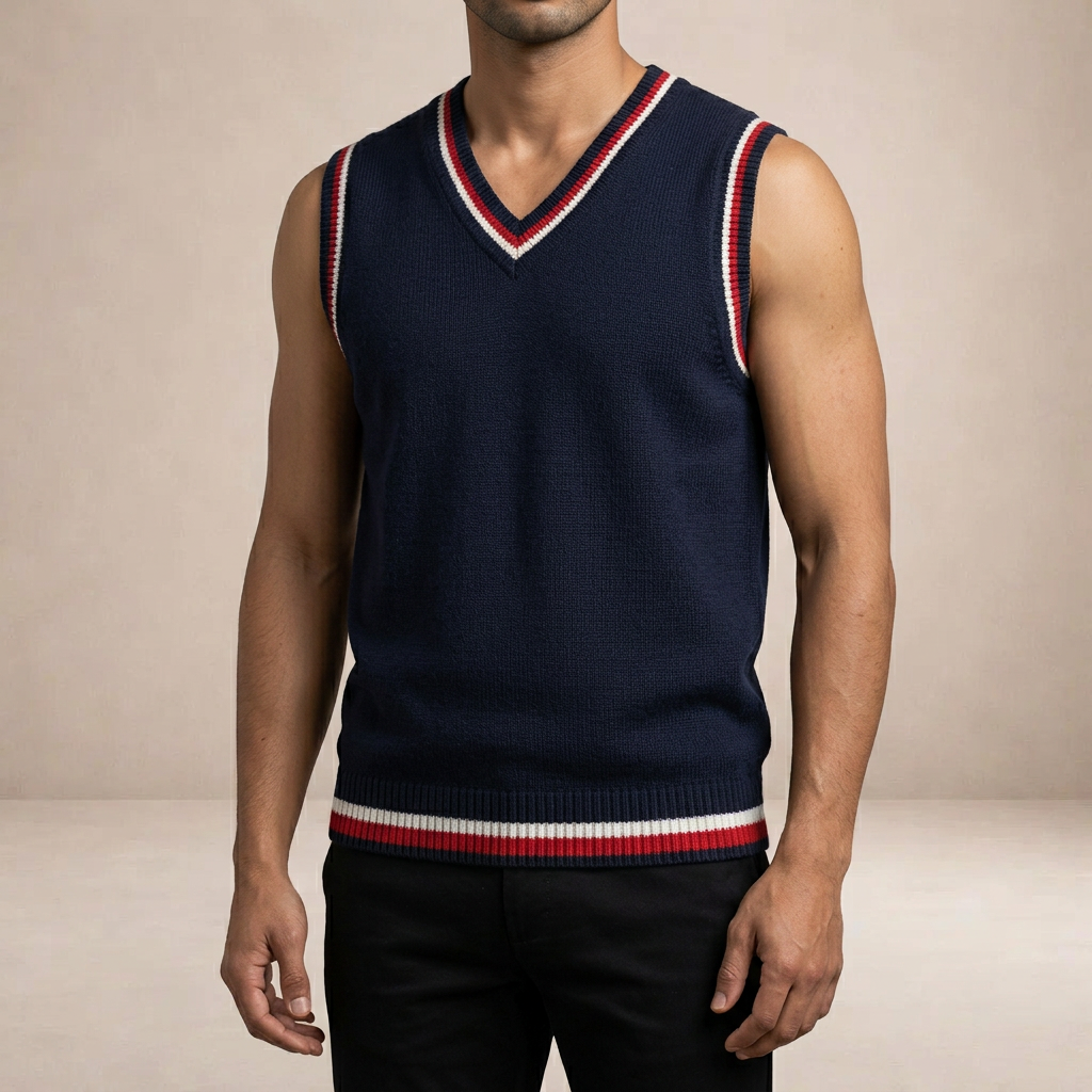 Men's Sleeveless V-Neck Sweater for Layering and Comfort
