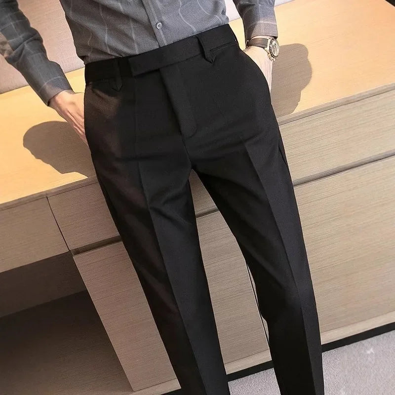 Mens Slim Fit Business Casual Suit Pants
