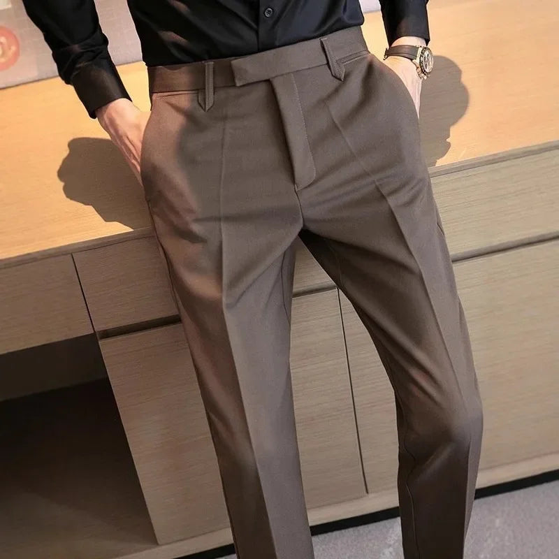 Mens Slim Fit Business Casual Suit Pants