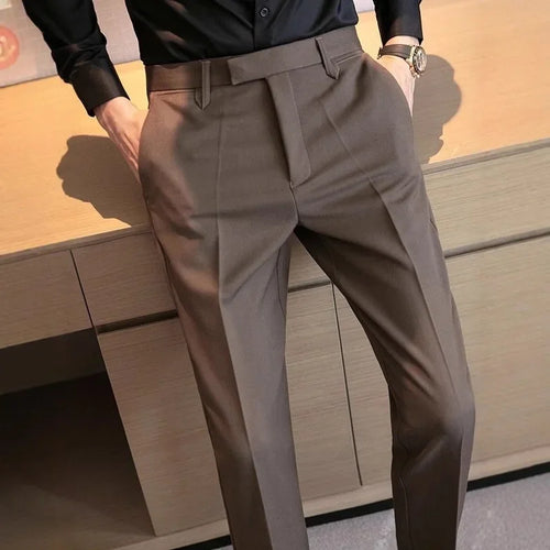 Mens Slim Fit Business Casual Suit Pants