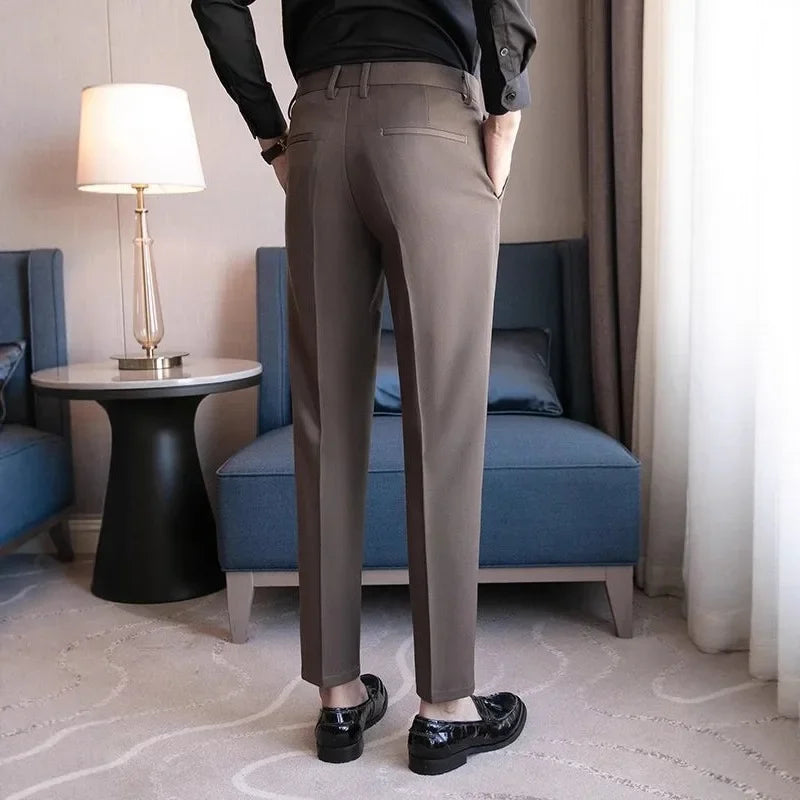 Mens Slim Fit Business Casual Suit Pants