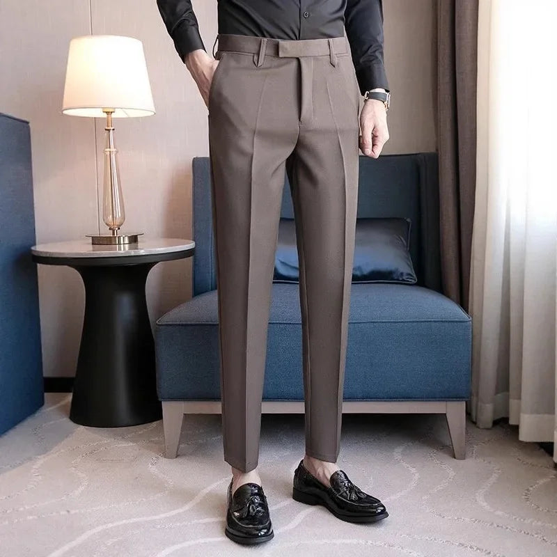 Mens Slim Fit Business Casual Suit Pants
