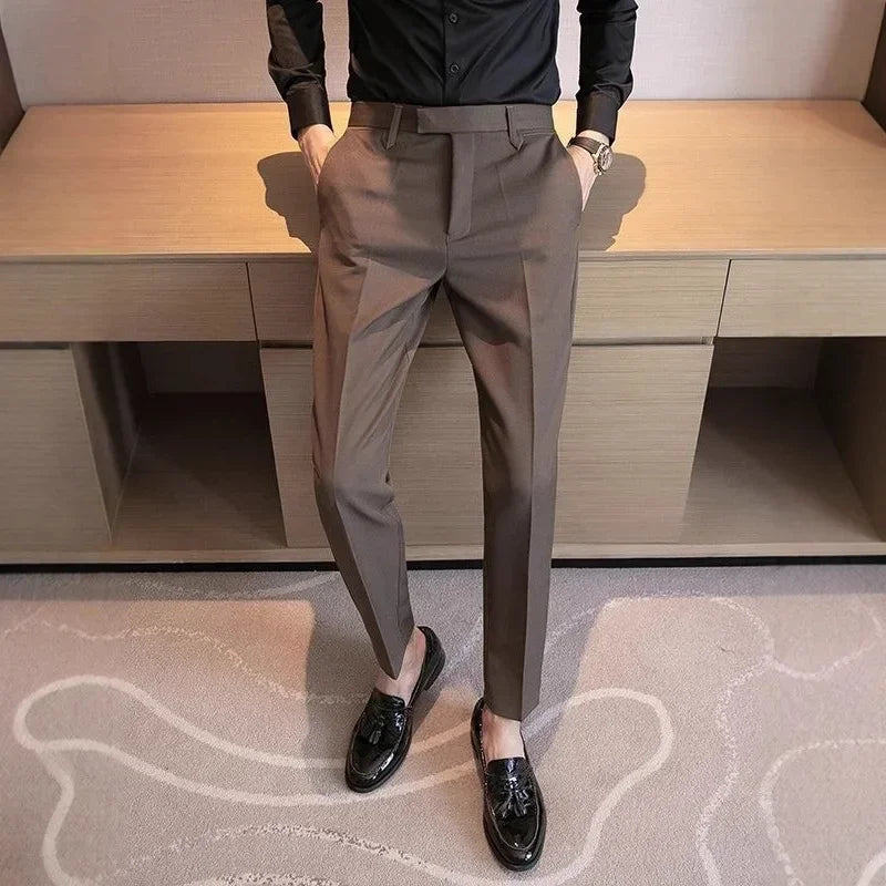 Mens Slim Fit Business Casual Suit Pants