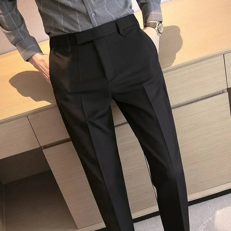 Mens Slim Fit Business Casual Suit Pants