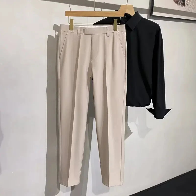 Mens Slim Fit Business Casual Suit Pants