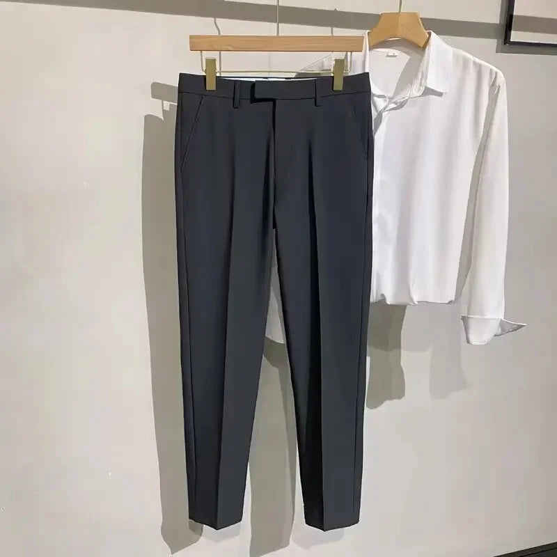 Mens Slim Fit Business Casual Suit Pants