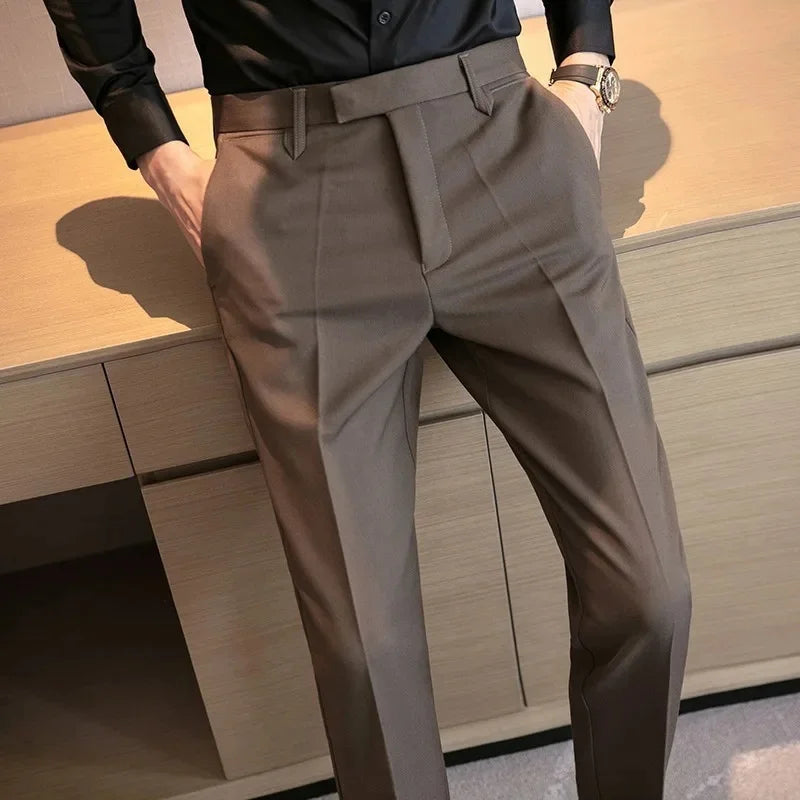 Mens Slim Fit Business Casual Suit Pants