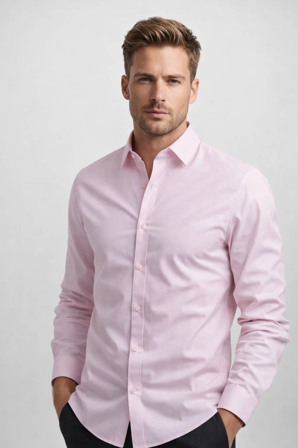 Men's Slim Fit Long Sleeve Dress Shirt