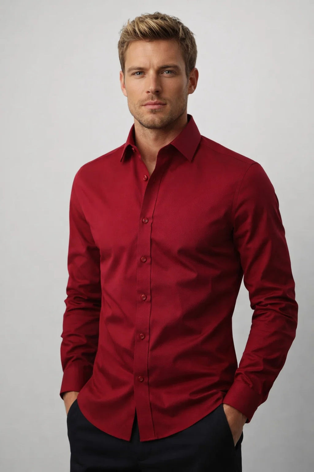 Men's Slim Fit Long Sleeve Dress Shirt