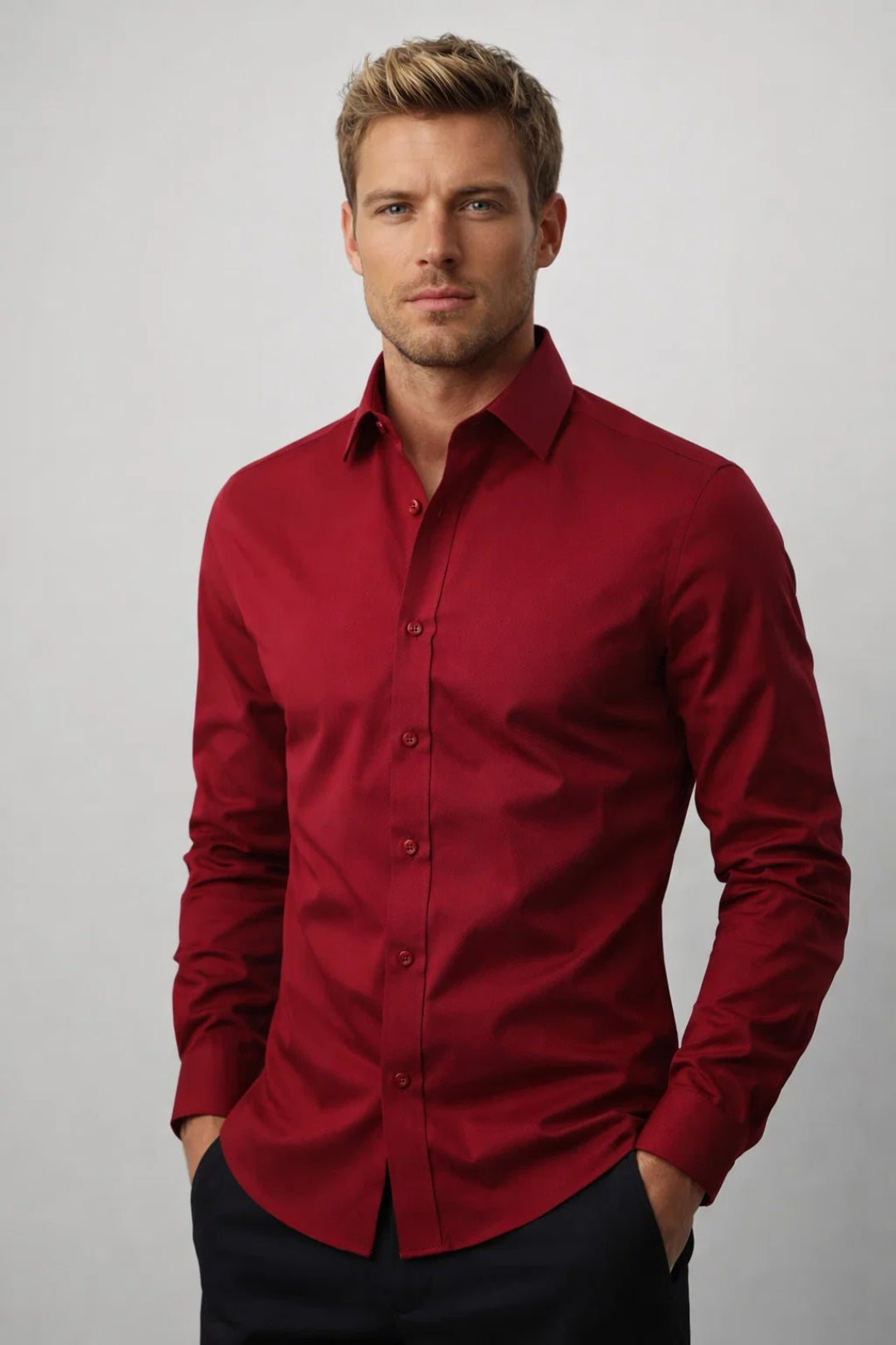 Men's Slim Fit Long Sleeve Dress Shirt