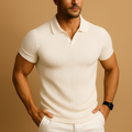 Men's Slim Fit Ribbed Polo Shirt