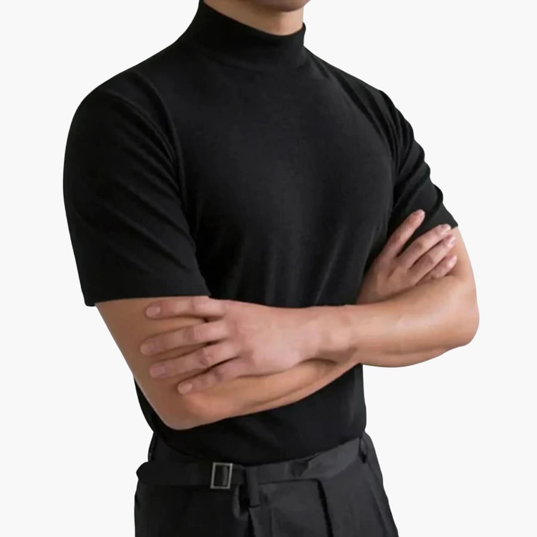Men's Stand-Up Collar Short Sleeve T-Shirt
