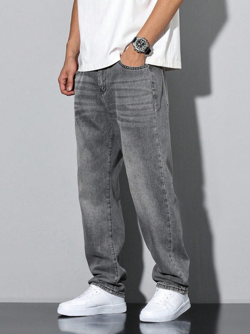 Men's Straight Leg Washed Jeans for Everyday Style 7