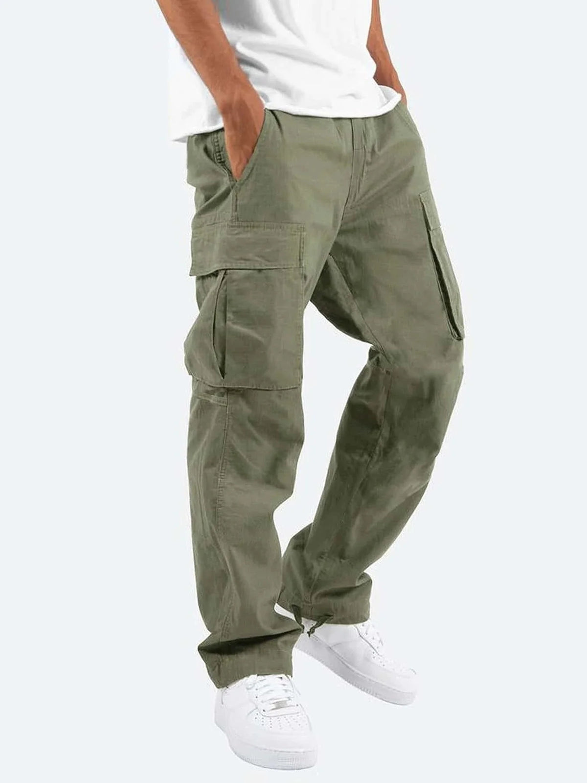 Men's Stretch Cargo Pants Long Length with Side Pockets 4