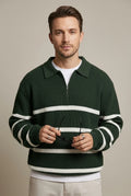 Men's Striped Quarter Zip Sweater