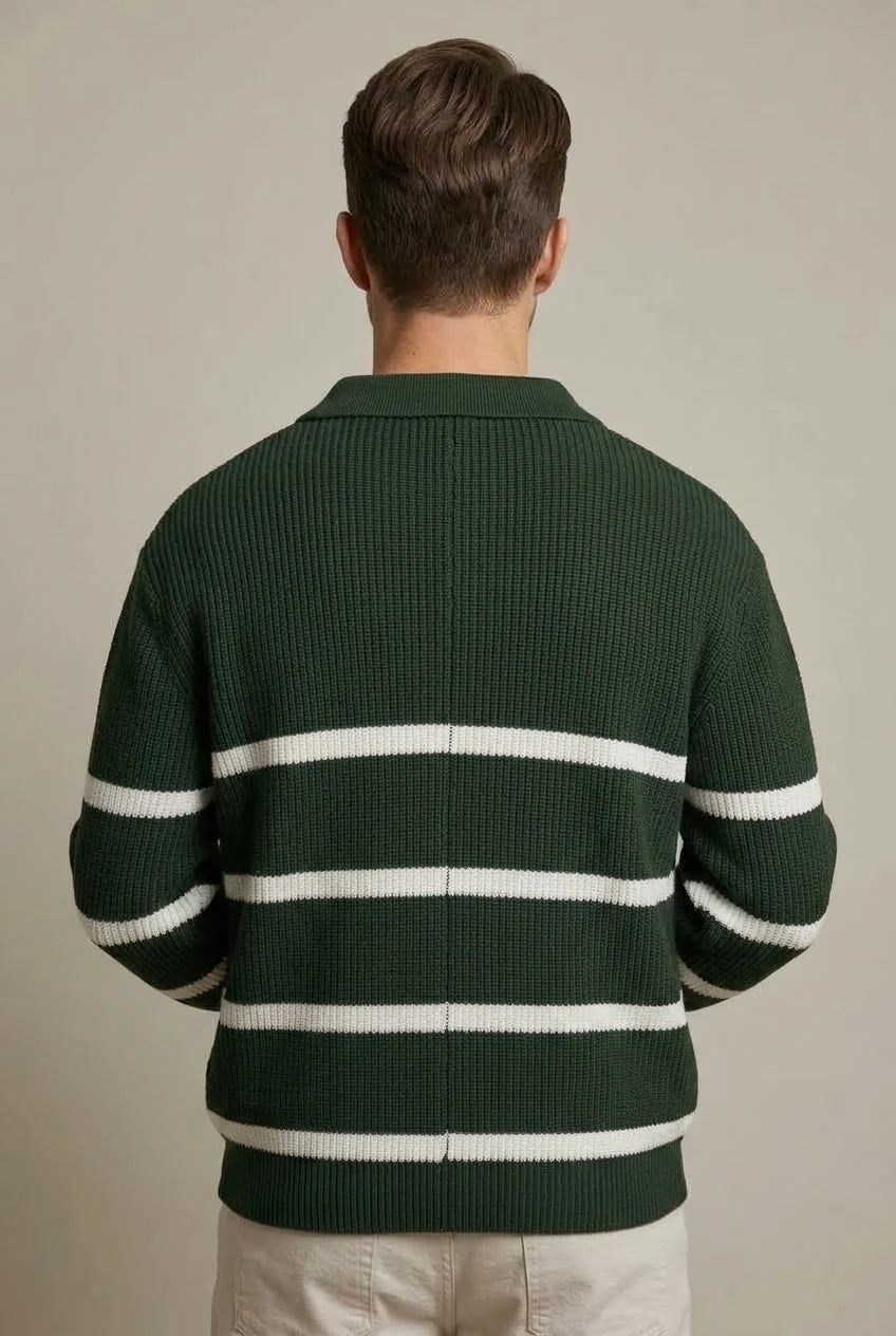 Men's Striped Quarter Zip Sweater