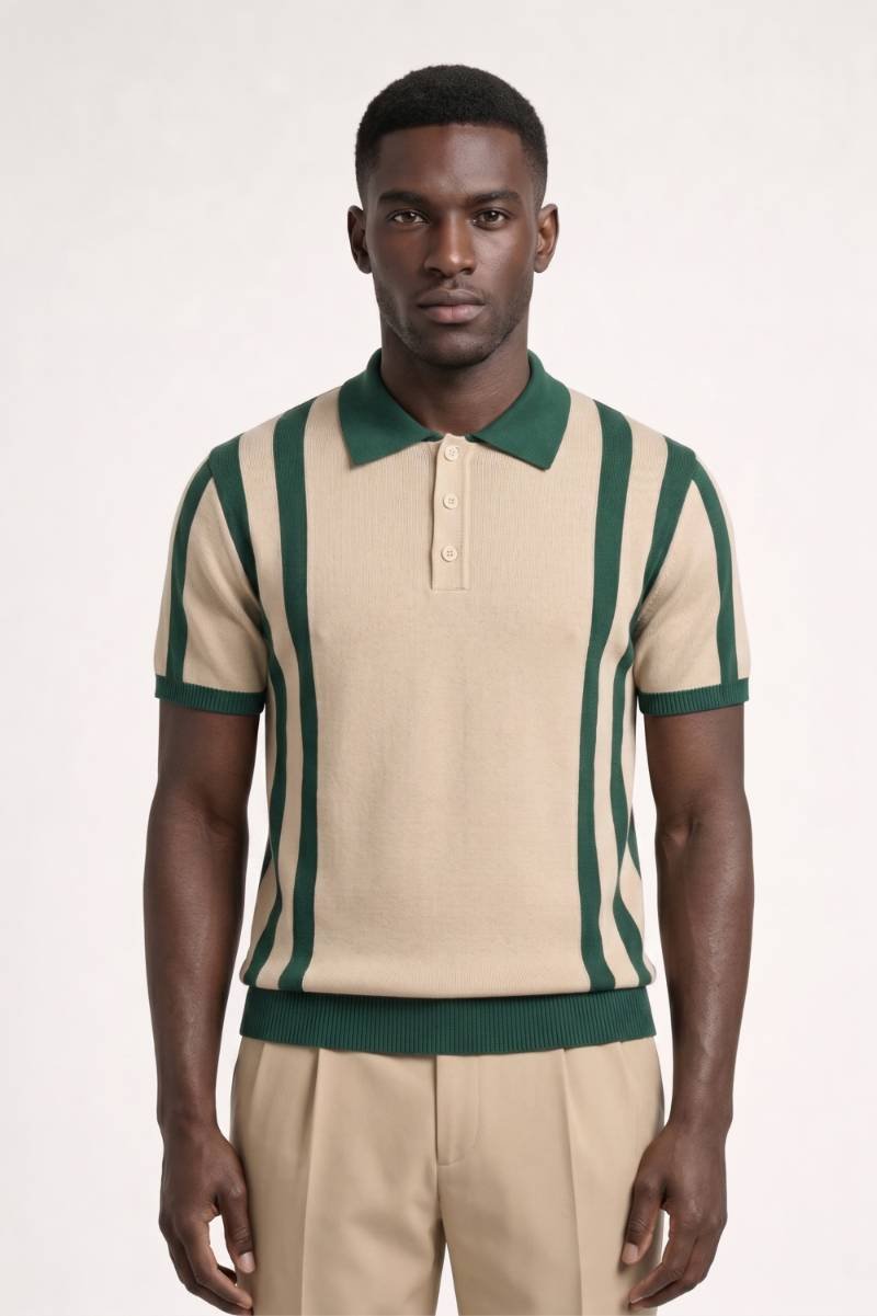 Men's Striped Short Sleeve Polo Shirt