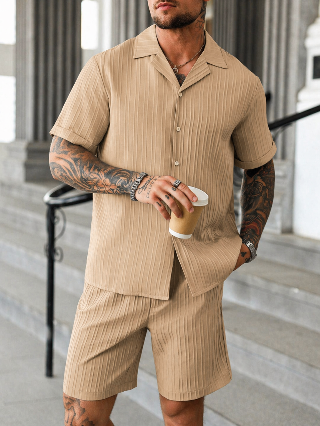 Men's Casual Summer Shirt and Shorts Set